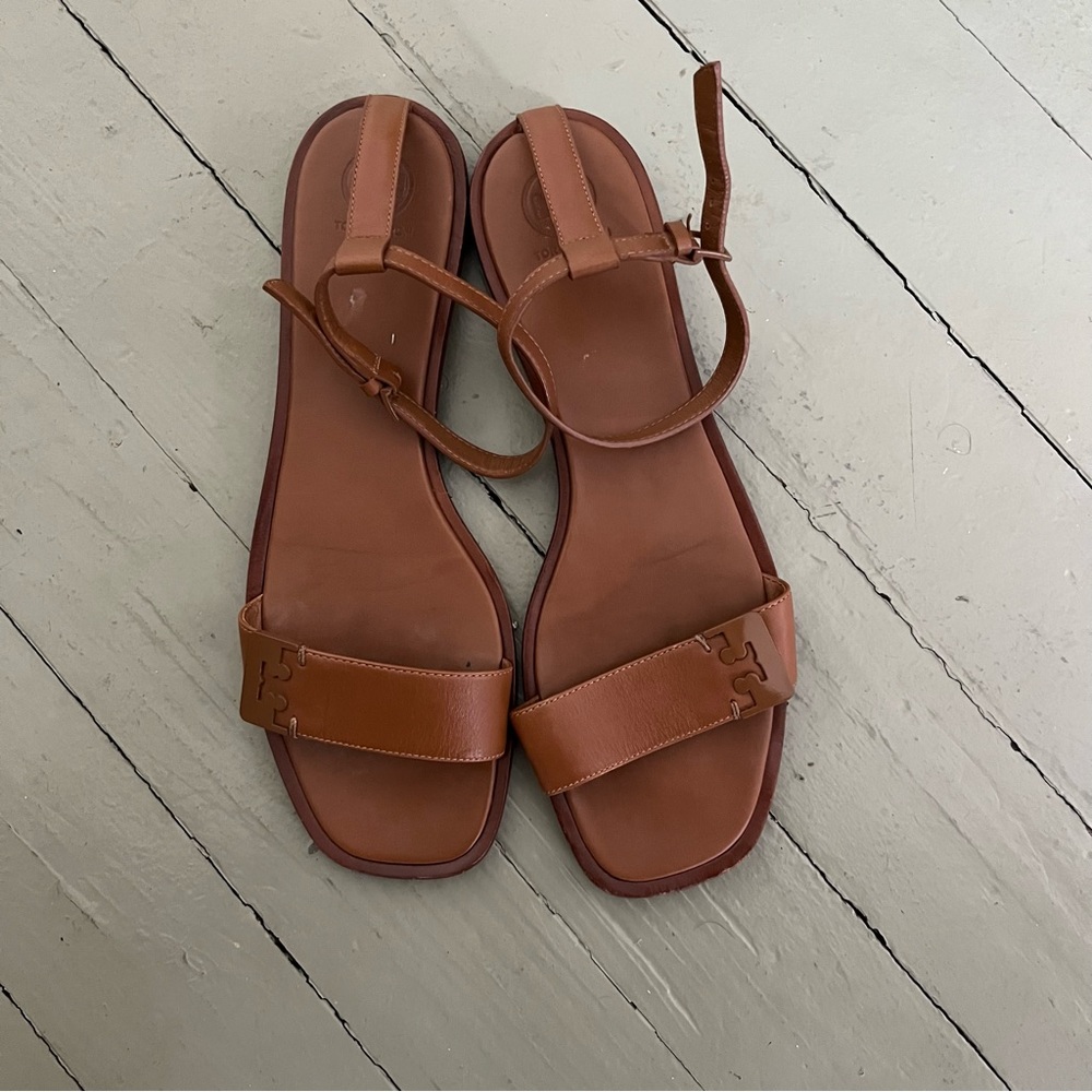 Tory Burch Brown Leather Ankle Strap Sandal